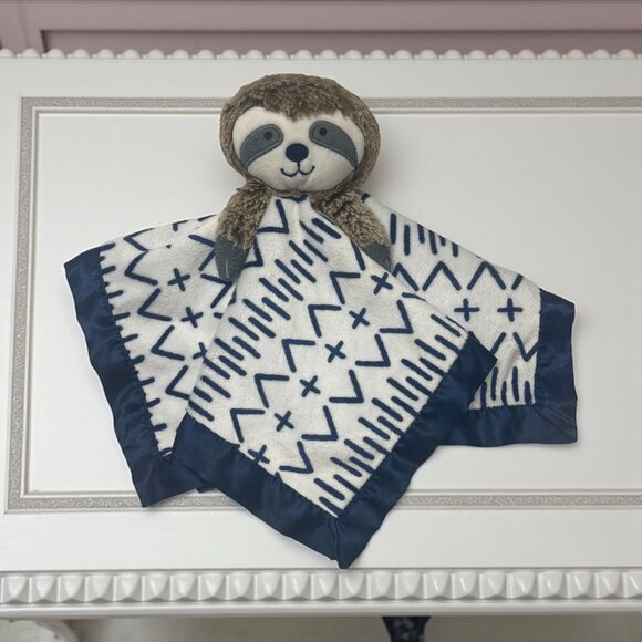 Cloud Island Sloth Lovey Blue Satin & Fleece Security Blanket - Picture 1 of 8
